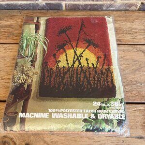 Vintage 1970s Red Heart Latch Hook CANVAS ONLY - Evening Time #6670-03